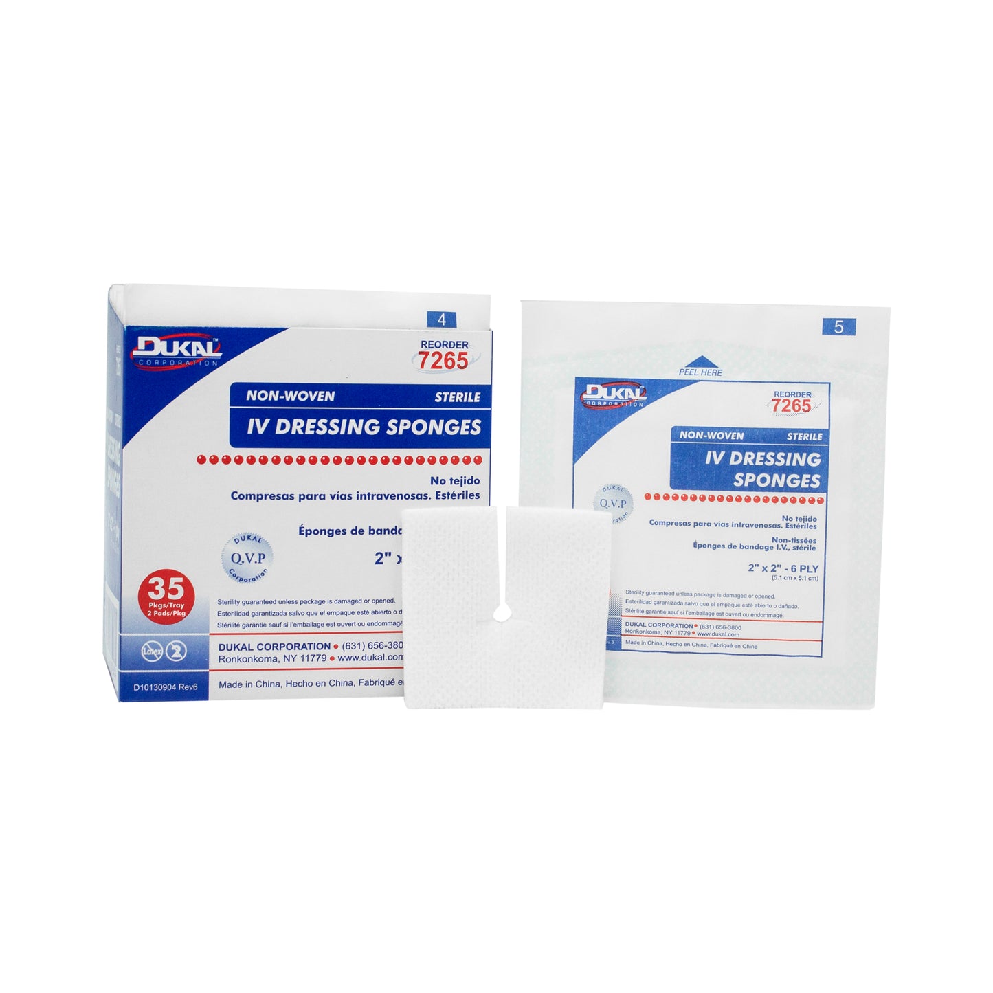 Sterile, I.V. Sponge, 2" x 2", 6-ply