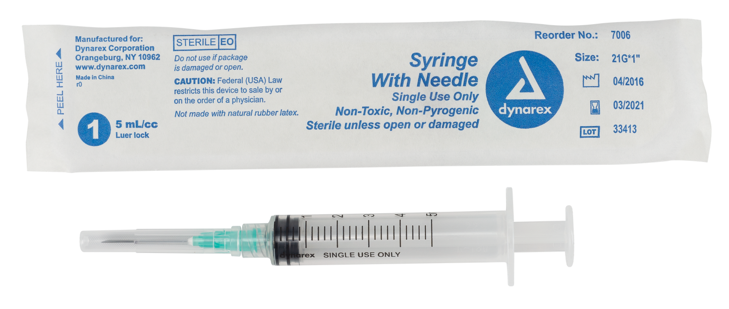Dynarex - Syringes With Needle - 5cc