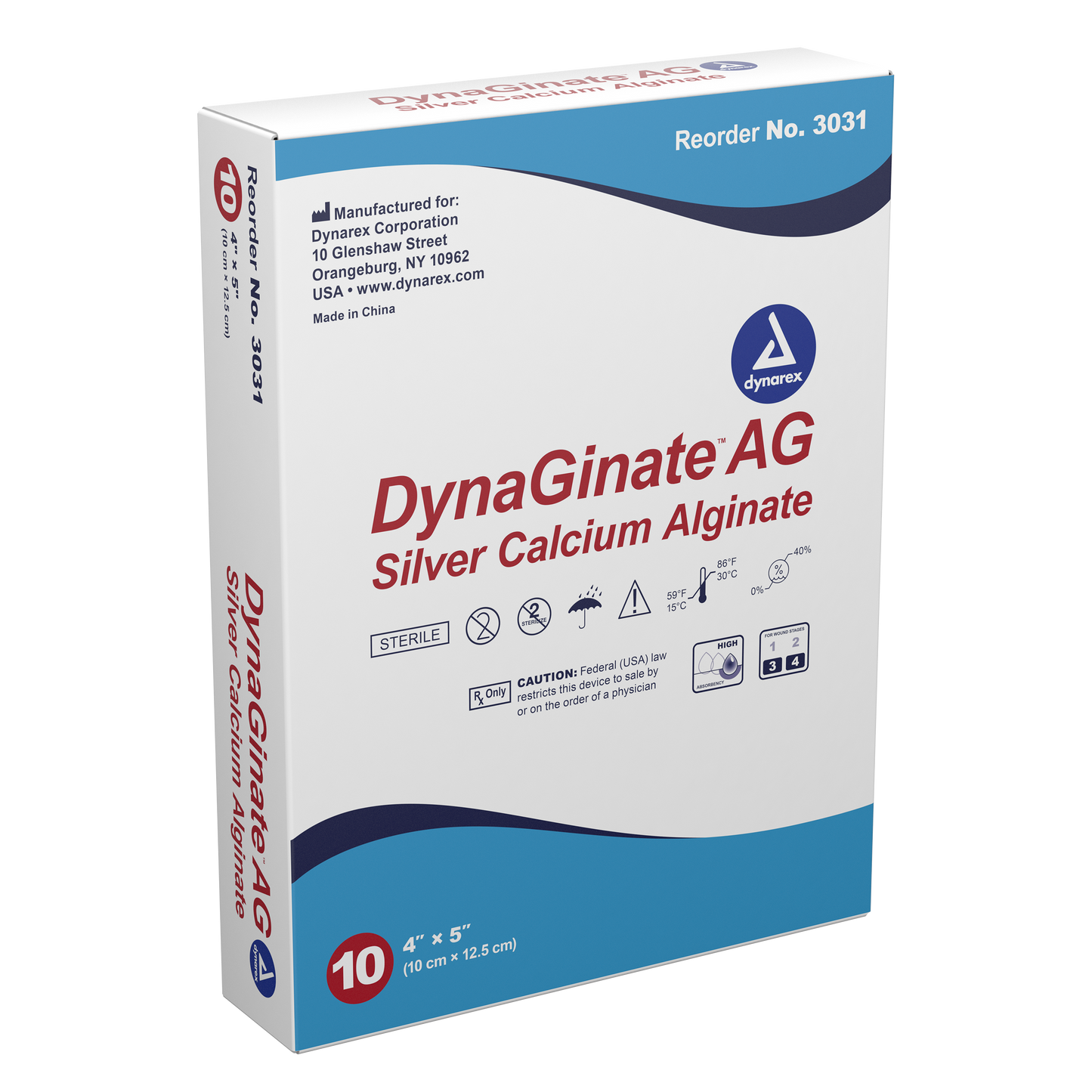 DynaGinate AG Silver Calcium Alginate Dressing - 4"x5"