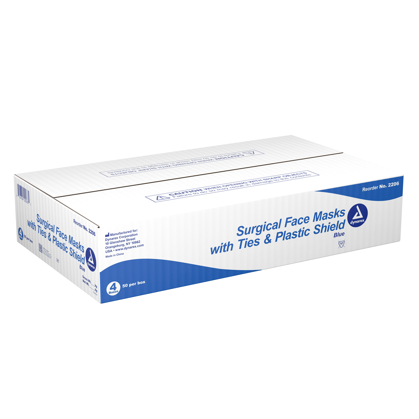 Dynarex - Surgical Face Mask - with Ties & Plastic Shield Blue