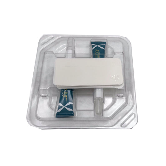 Front of Exofin Fusion ER Wound Closure Kit packaging – includes 2x6 cm mesh and 1.75 mL adhesive for emergency wound care
