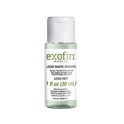 Exofin Mastic Liquid Adhesive – 1 oz flip-cap bottle with non-water-soluble medical adhesive