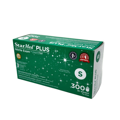 StarMed Plus 300 Count Box - Powder Free Nitrile Exam Gloves (XL Size is 250 gloves per box)
