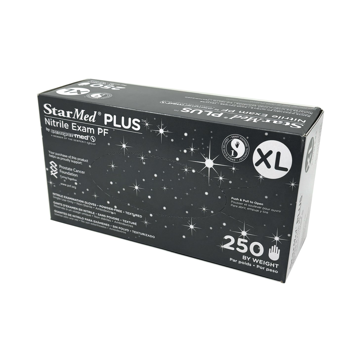 StarMed Plus 300 Count Box - Powder Free Nitrile Exam Gloves (XL Size is 250 gloves per box)