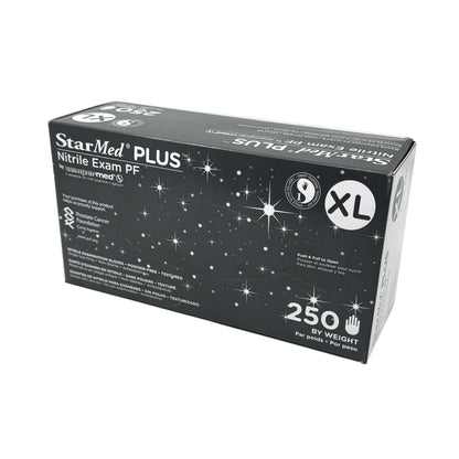 StarMed Plus 300 Count Box - Powder Free Nitrile Exam Gloves (XL Size is 250 gloves per box)