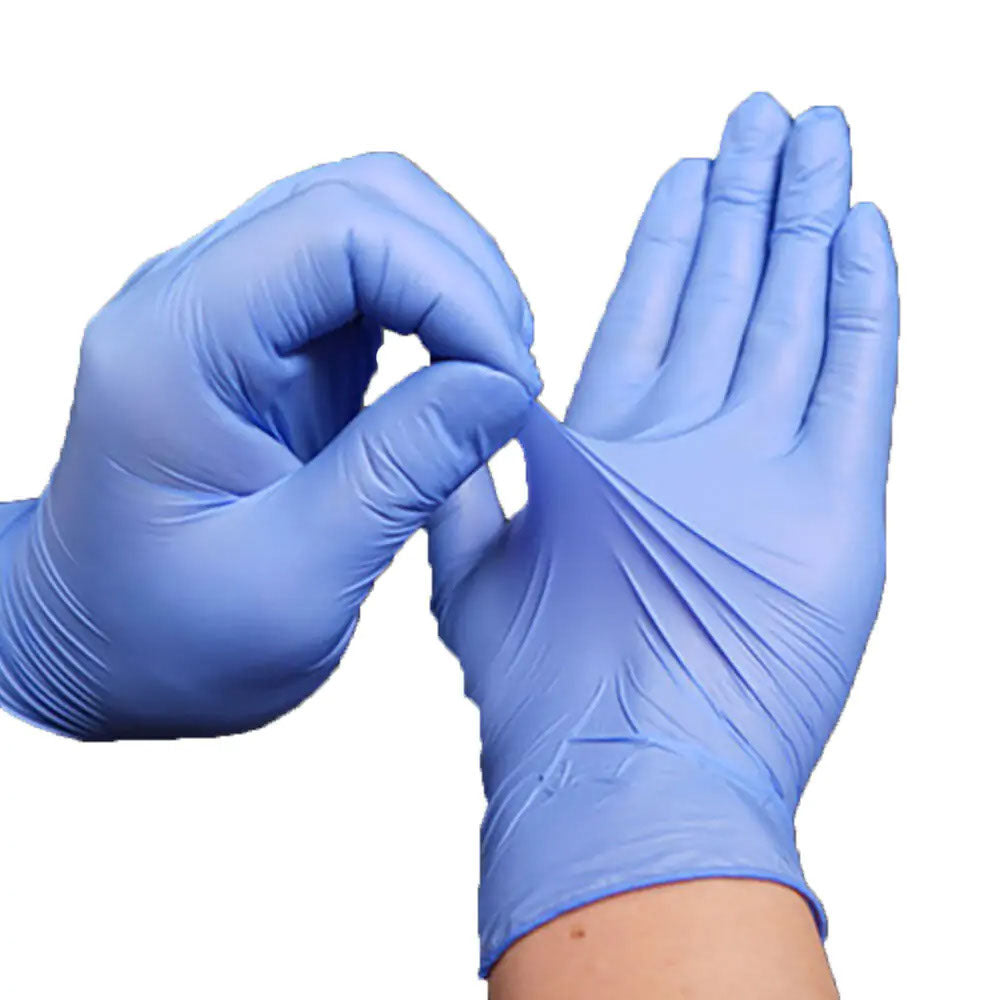 Blue nitrile powder-free examination gloves textured disposable medical gloves for healthcare use