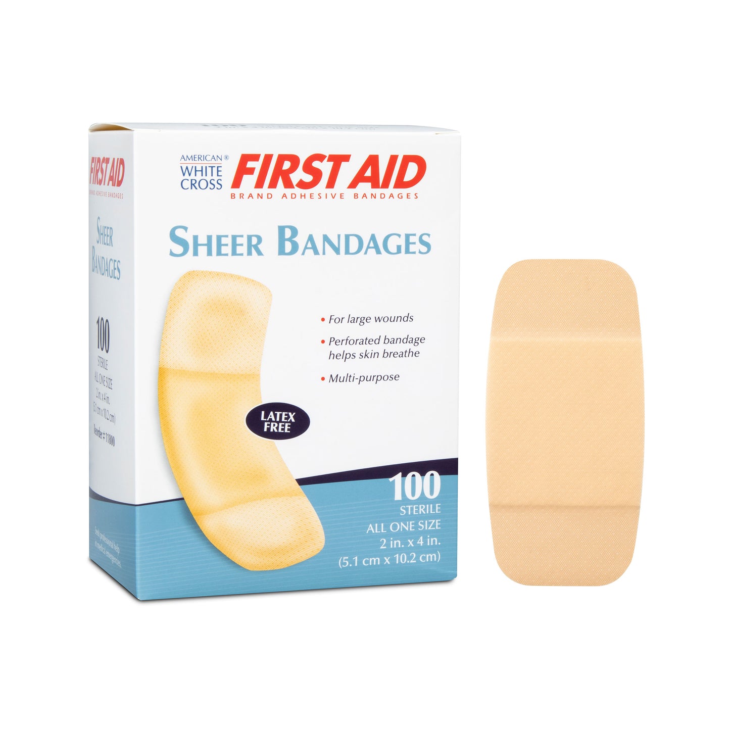 Sheer Adhesive Strips, Sterile, 2" x 4", Bulk