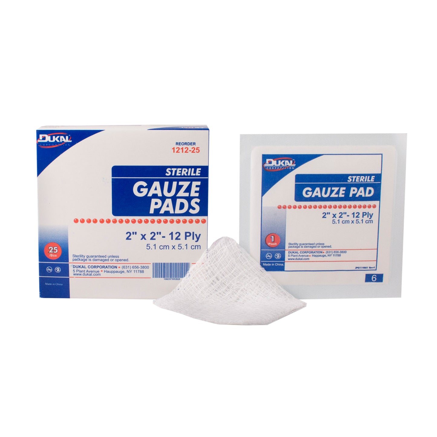 Sterile, Gauze Pad, 2" x 2", 12-ply, 25pk