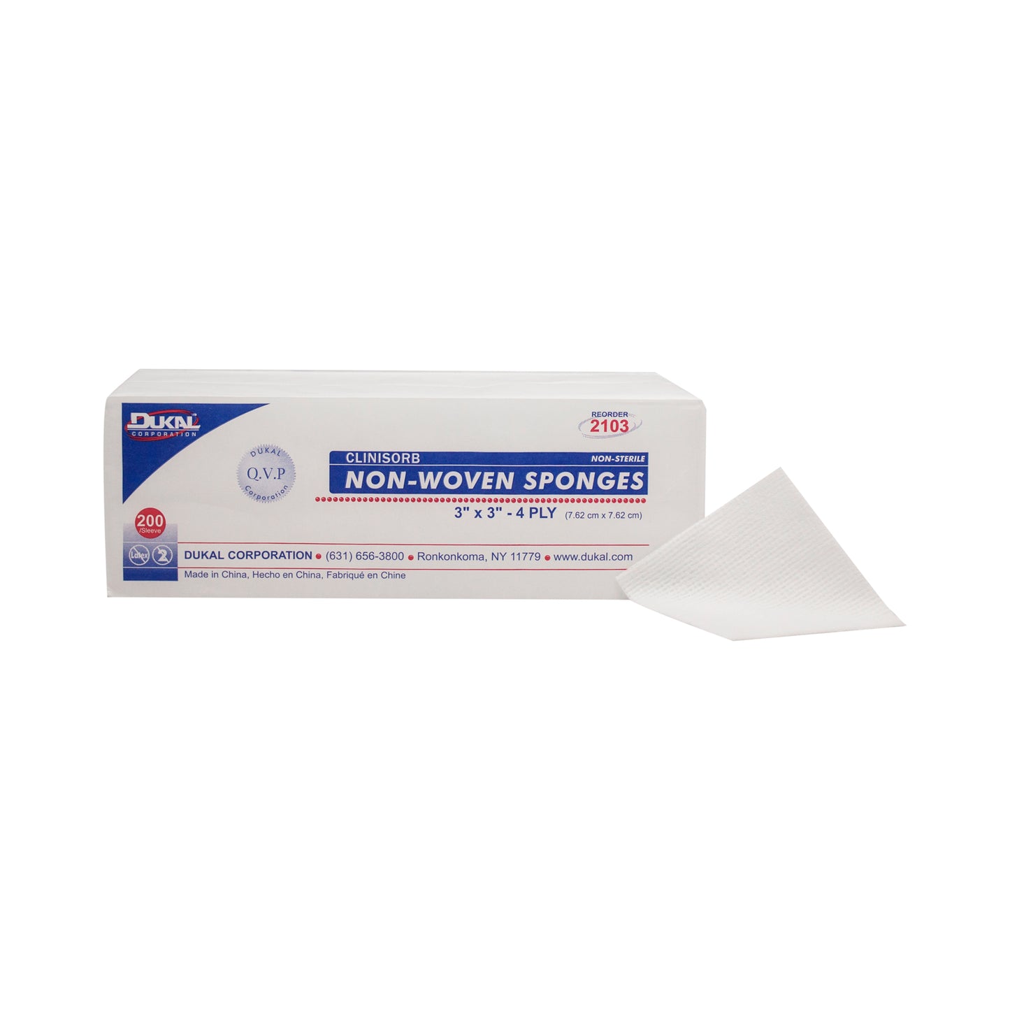 Non-Sterile, Non-Woven Sponge, 3" x 3", 4-ply