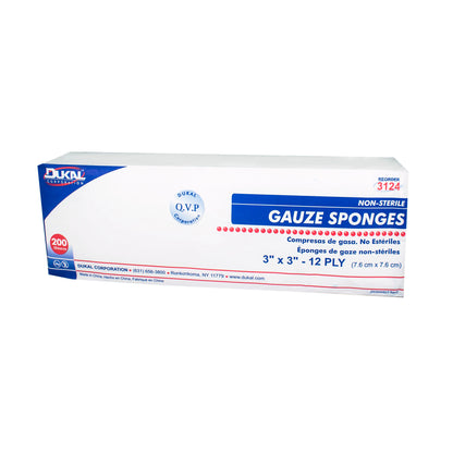 Non-Sterile, Gauze Sponge, 3" x 3", 12-ply, 100bg