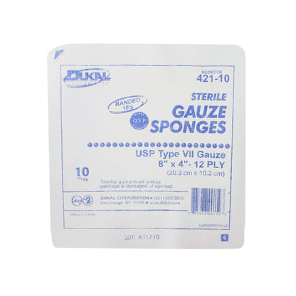 Sterile, Type VII Tray Gauze, 8" x 4", 12-ply