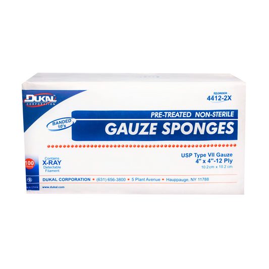 Non-Sterile, Gauze, X-Ray Det., 4" x 4", 12-ply, 10's