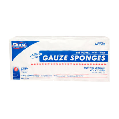 Non-Sterile, Gauze, X-Ray Detectable, 4" x 4", 32-ply