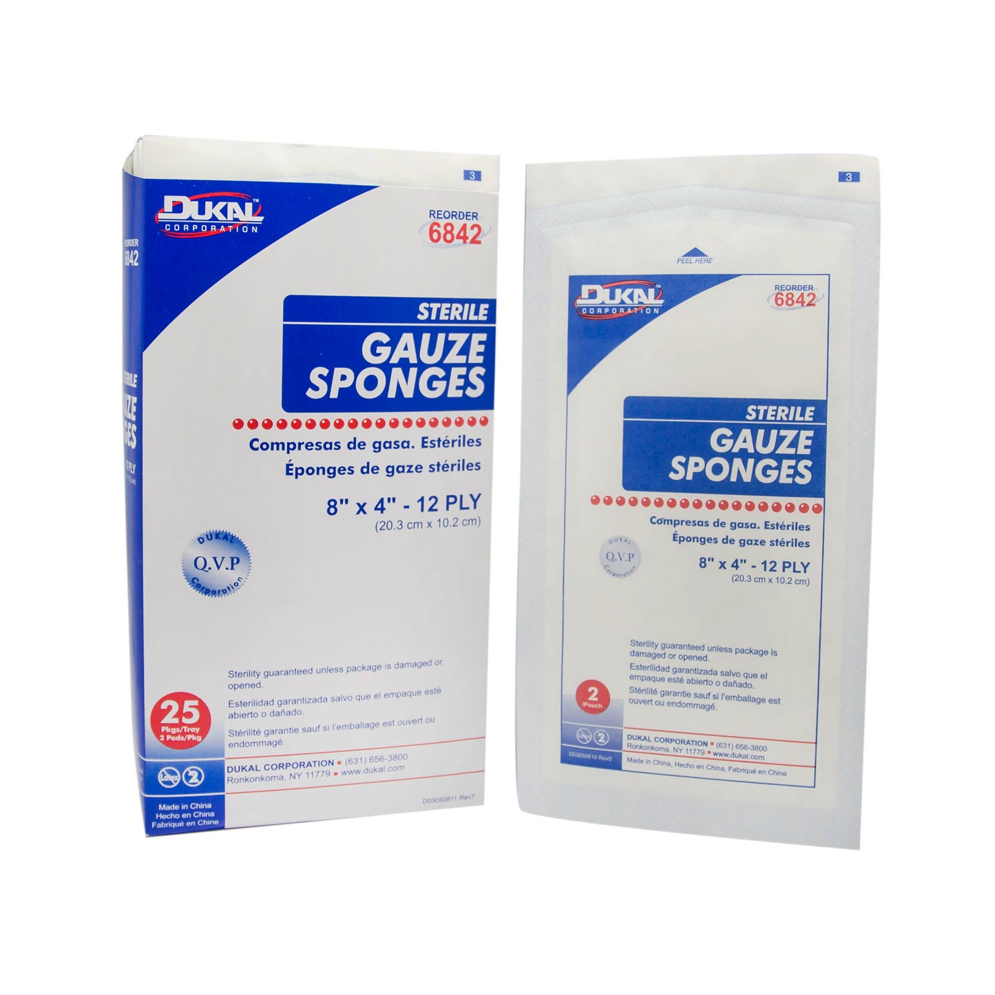 Sterile, Gauze Sponge, 8" x 4", 12-ply