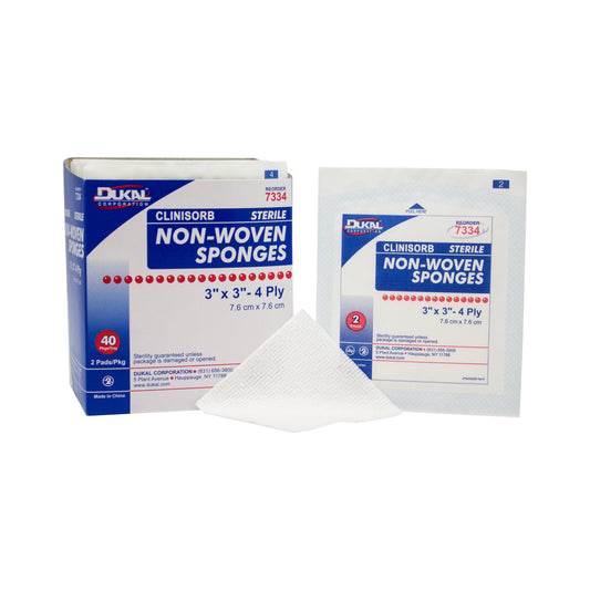 Sterile, Non-Woven Sponge, 3" x 3", 4-ply