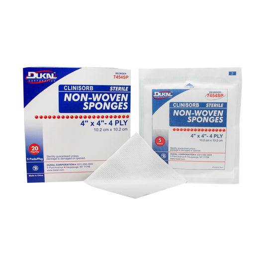 Sterile, Non-Woven Sponge, 4" x 4", 4-ply