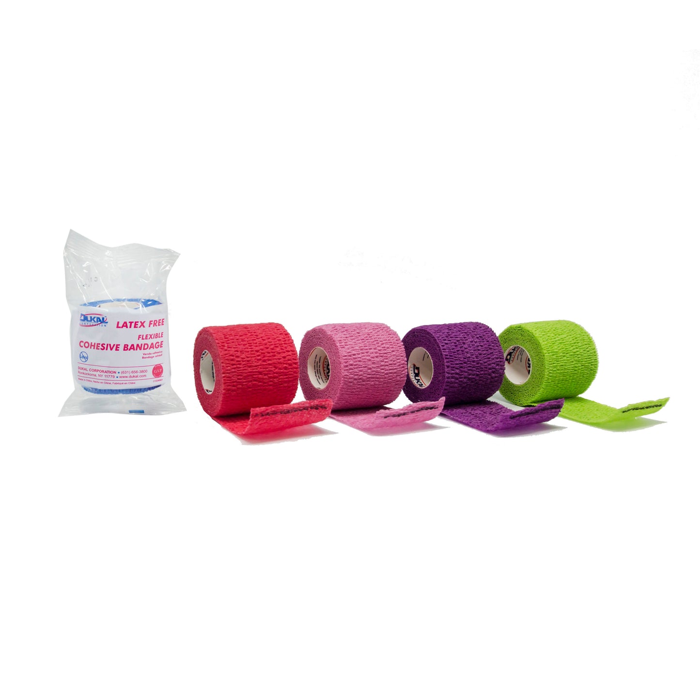 Dukal - Latex-Free Cohesive Bandage, Assorted Colors, 2"
