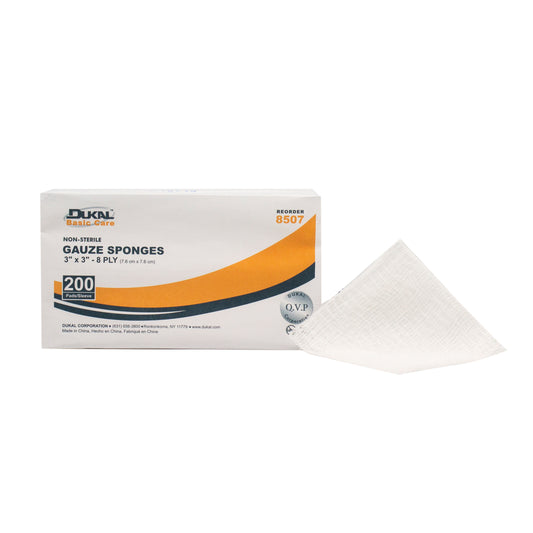 Non-Sterile, Basic Care Gauze Sponge, 3" x 3", 8-ply