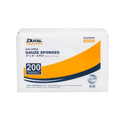 Non-Sterile, Basic Care Gauze Sponge, 4" x 4", 8-ply