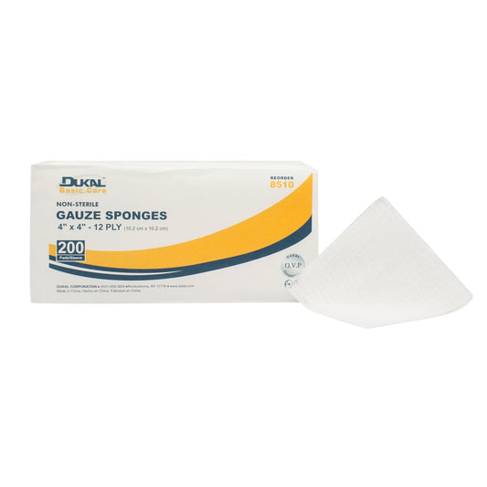 Non-Sterile, Basic Care Gauze Sponge, 4" x 4", 12-ply