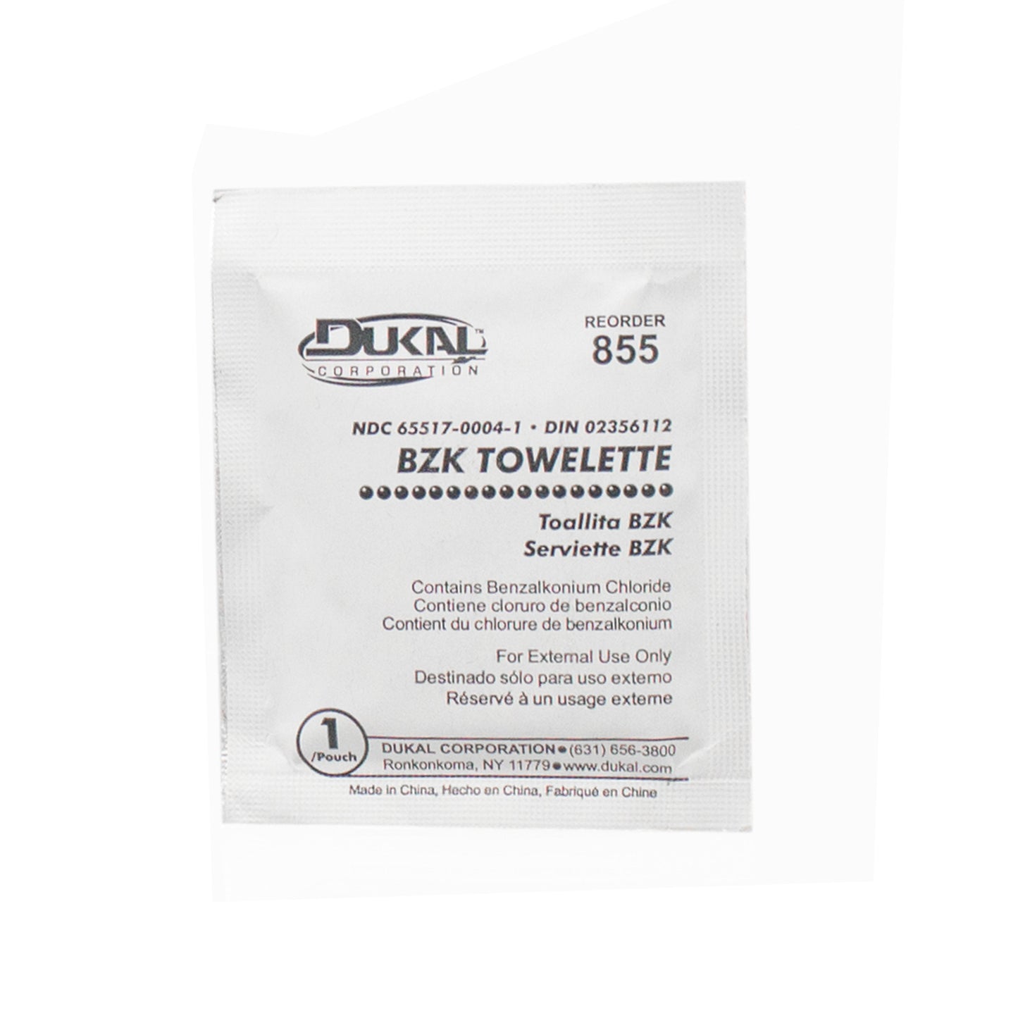 Dukal - BZK Towelette, 5" x 8" , BULK, 3/strip