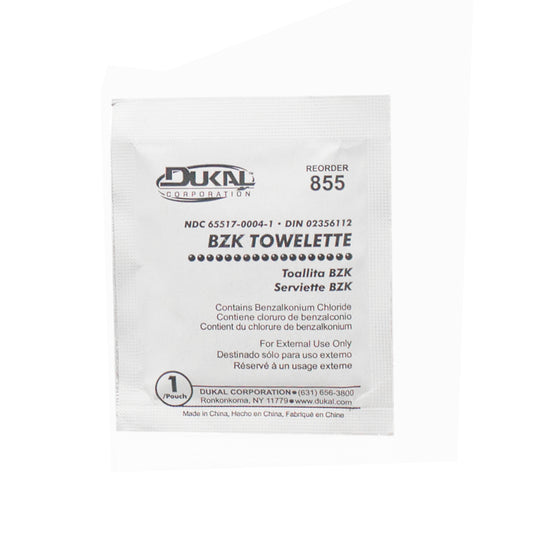 Dukal - BZK Towelette, 5" x 8" , BULK, 3/strip