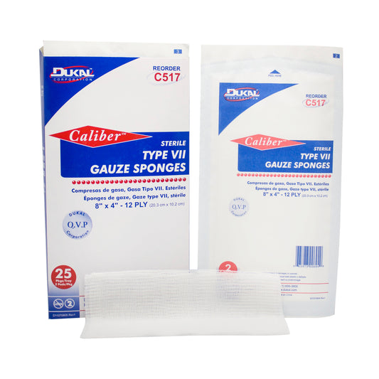 Type VII Gauze, Sterile, 8" x 4", 12-ply