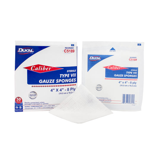 Type VII Gauze, Sterile, 4" x 4", 8-ply