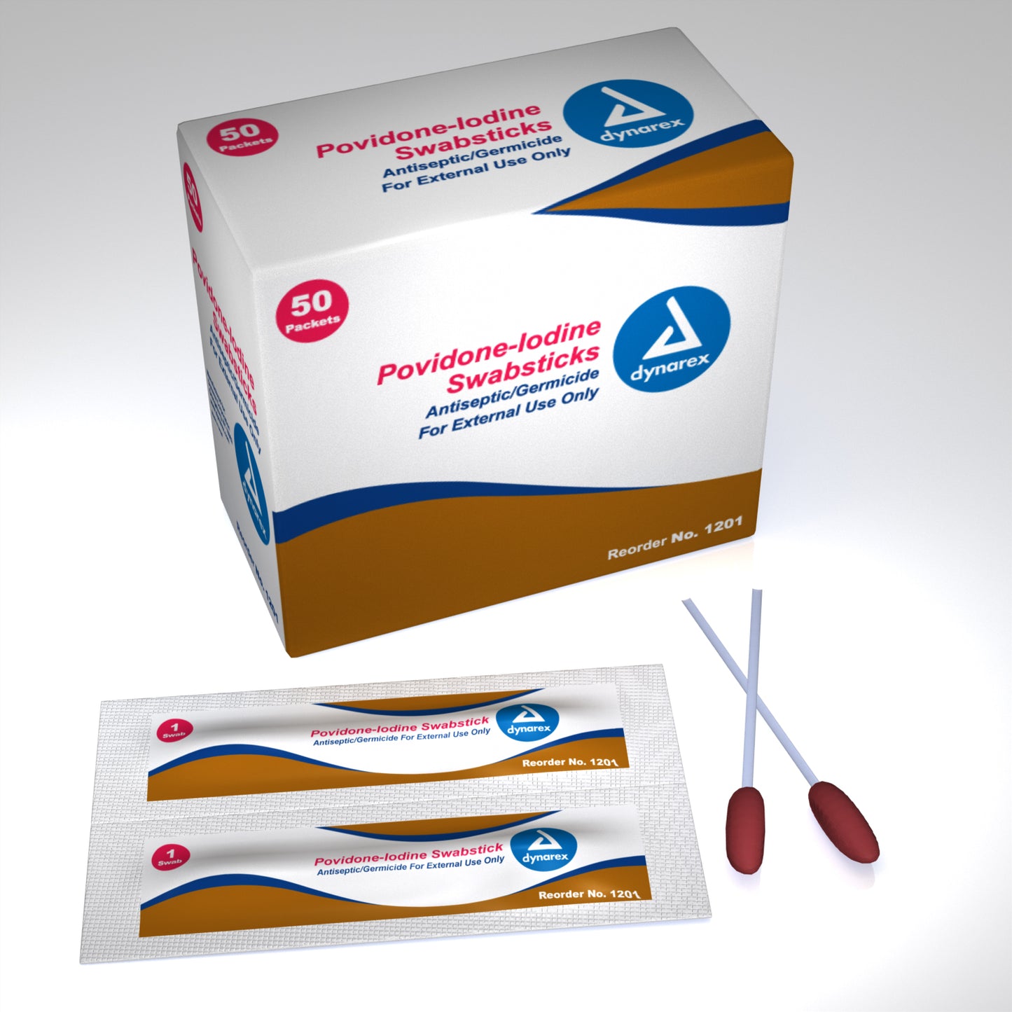 Dynarex - Povidone-Iodine Swabsticks, 1 swabstick per packet