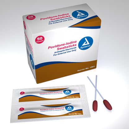 Dynarex - Povidone-Iodine Swabsticks, 1 swabstick per packet