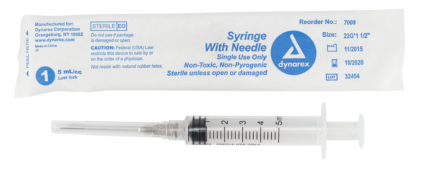 Dynarex - Syringes With Needle - 5cc