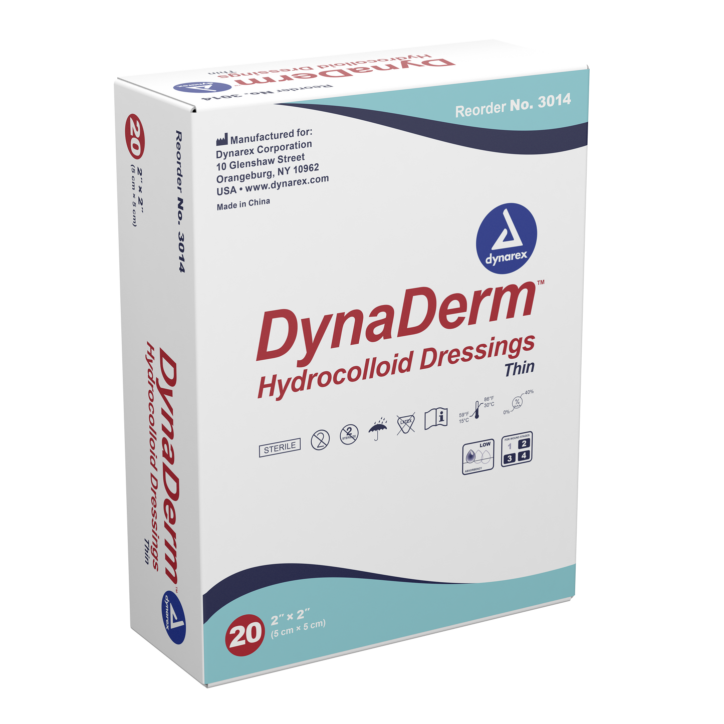 DynaDerm Hydrocolloid Dressing - Thin - 2"x2"