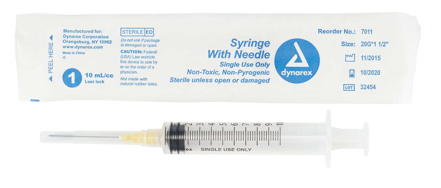 Dynarex - Syringes With Needle - 10cc