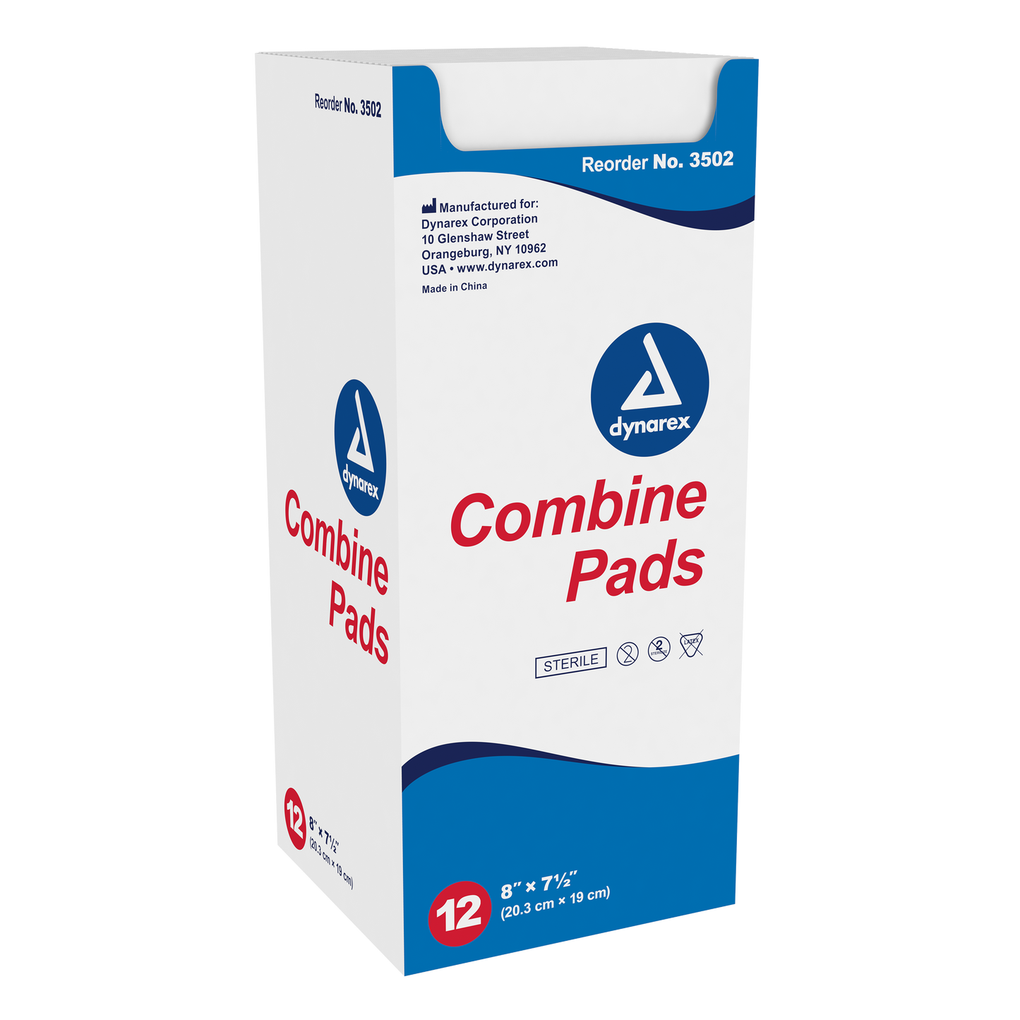 Dynarex - Combine Pads 1/pouch - Sterile, 8" x 7 1/2"