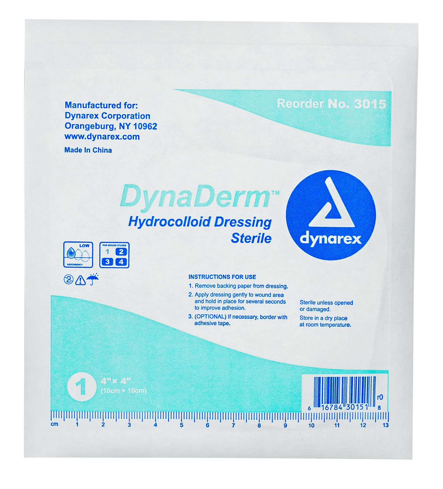 DynaDerm Hydrocolloid Dressing - Thin - 4"x4"