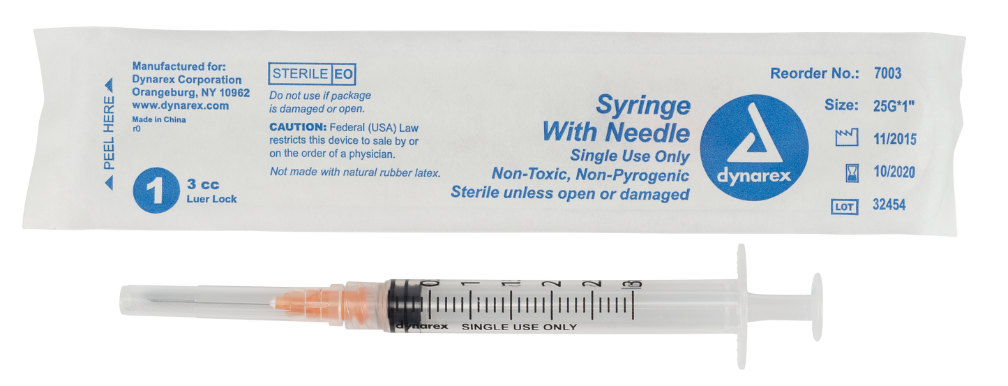Dynarex - Syringes With Needle - 3cc