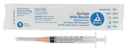 Dynarex - Syringes With Needle - 3cc