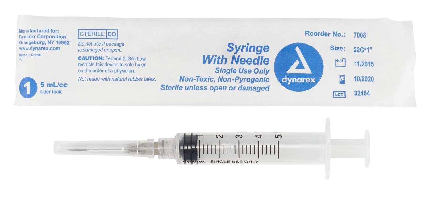 Dynarex - Syringes With Needle - 5cc