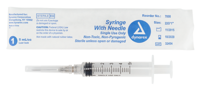 Dynarex - Syringes With Needle - 5cc