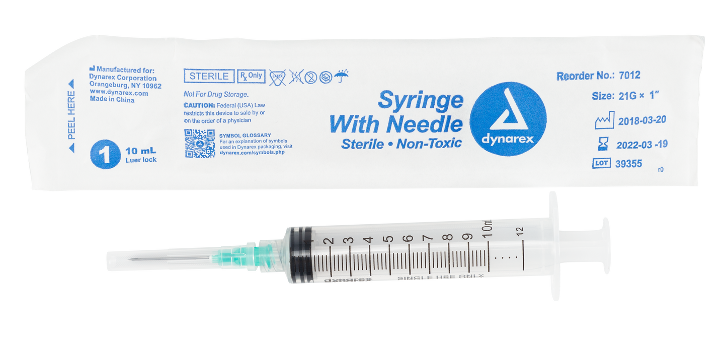 Dynarex - Syringes With Needle - 10cc