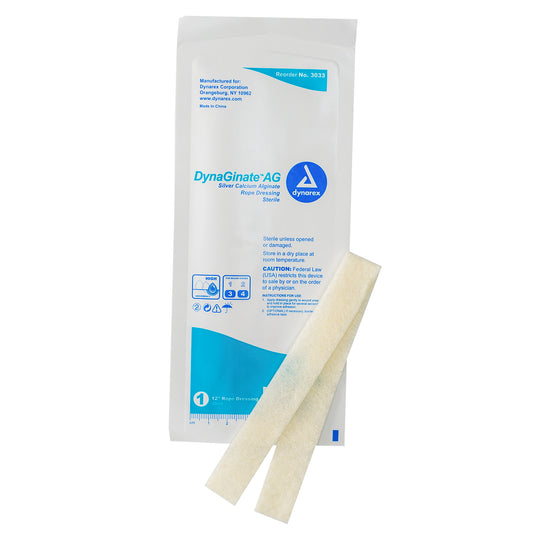 DynaGinate AG Silver Calcium Alginate Rope Dressing - .25″x12"