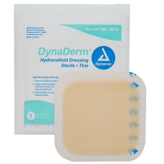 DynaDerm Hydrocolloid Dressing - Thin - 6"x6"