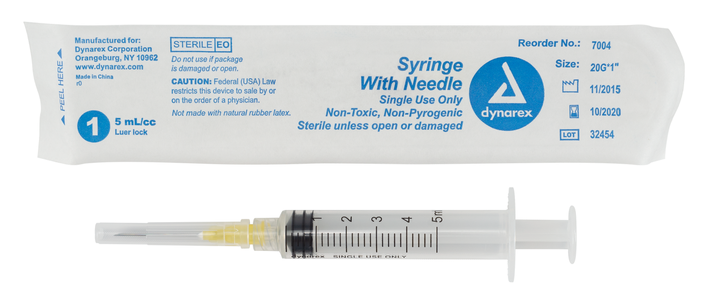 Dynarex - Syringes With Needle - 5cc