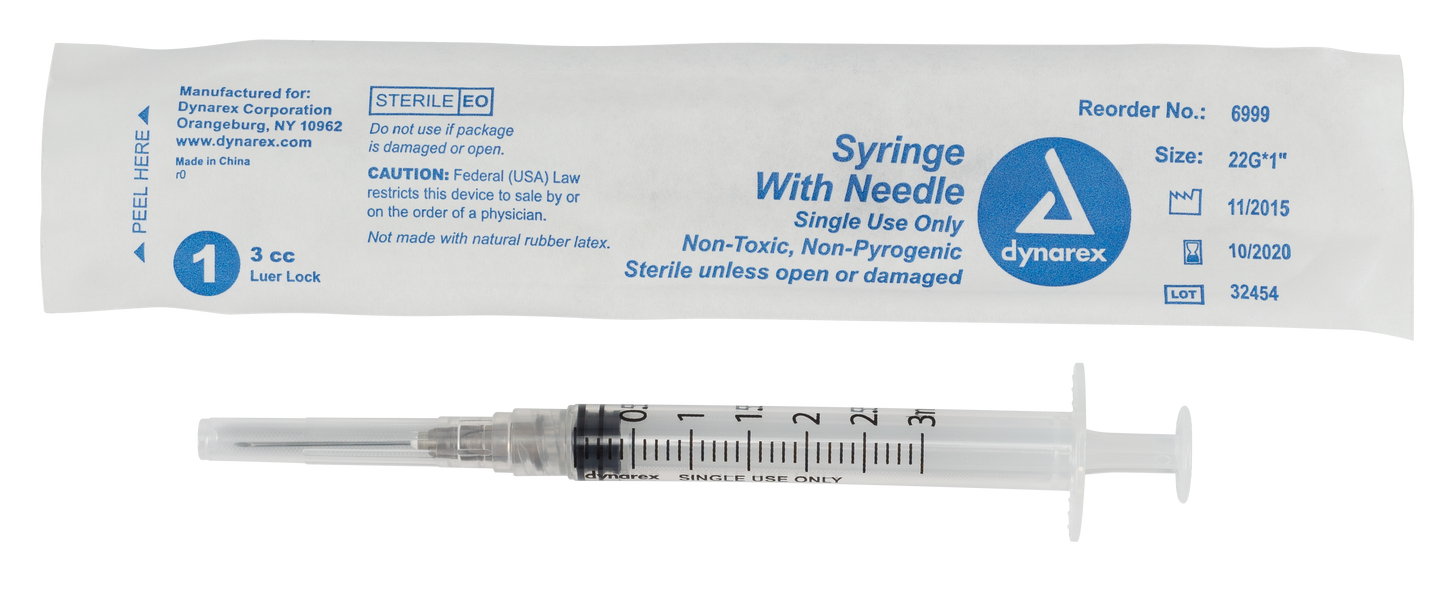 Dynarex - Syringes With Needle - 3cc