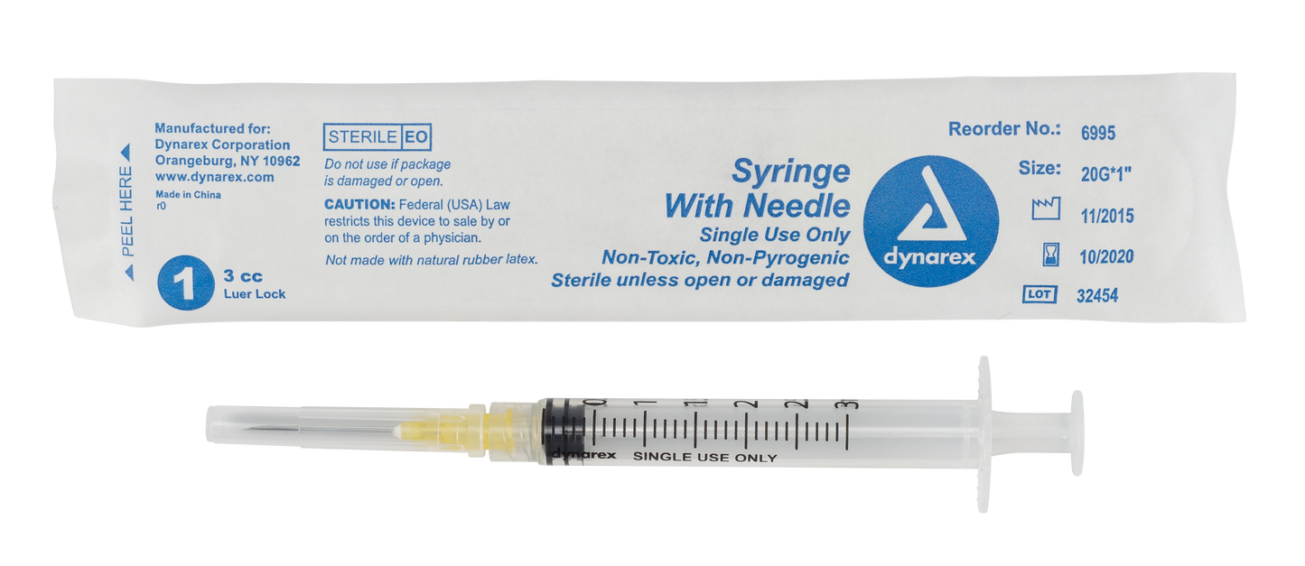 Dynarex - Syringes With Needle - 3cc