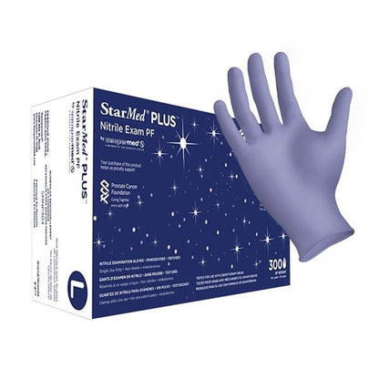 StarMed Plus 300 Count Box - Powder Free Nitrile Exam Gloves (XL Size is 250 gloves per box)