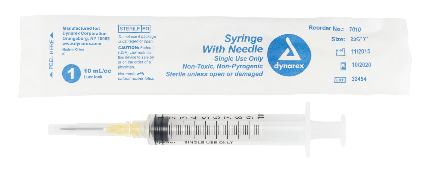 Dynarex - Syringes With Needle - 10cc