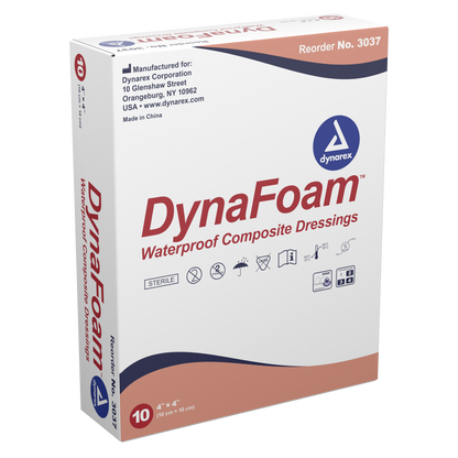 DynaFoam Waterproof Bordered Foam Dressing - 4"x4"