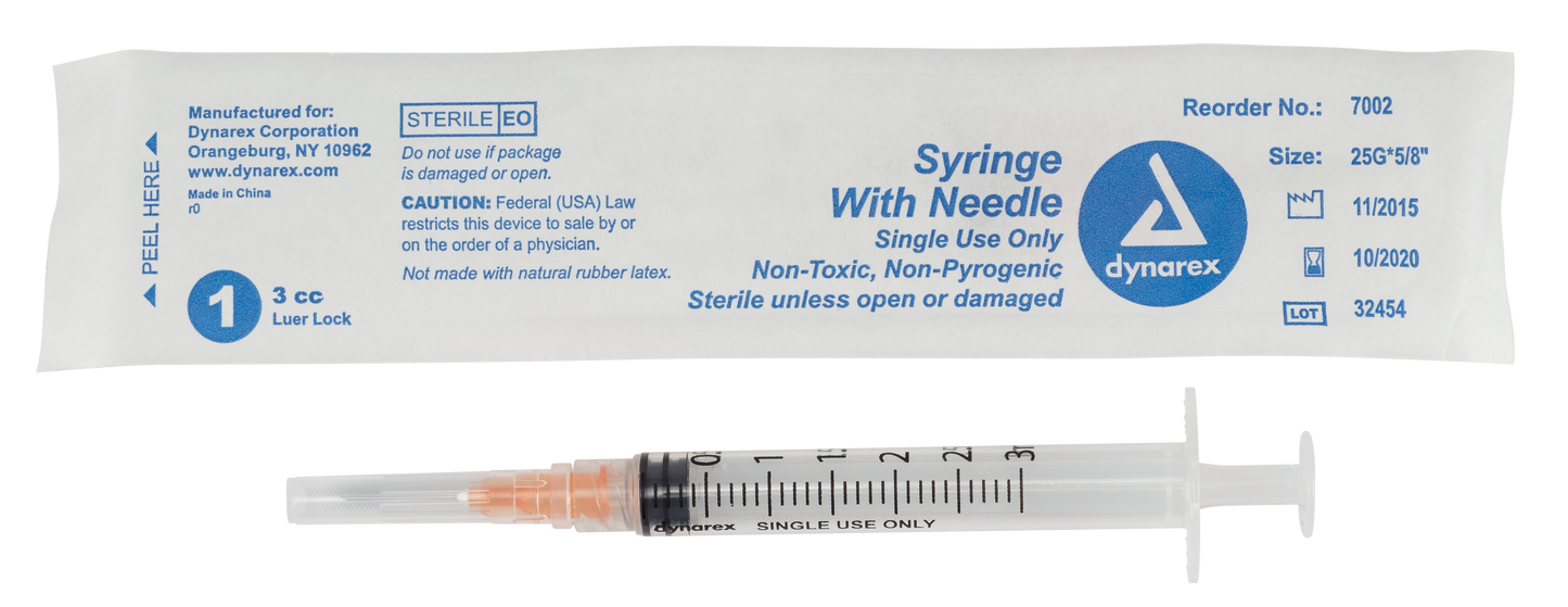 Dynarex - Syringes With Needle - 3cc