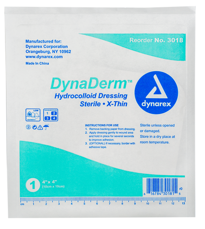 DynaDerm Hydrocolloid Dressing - X-Thin - 4"x4"